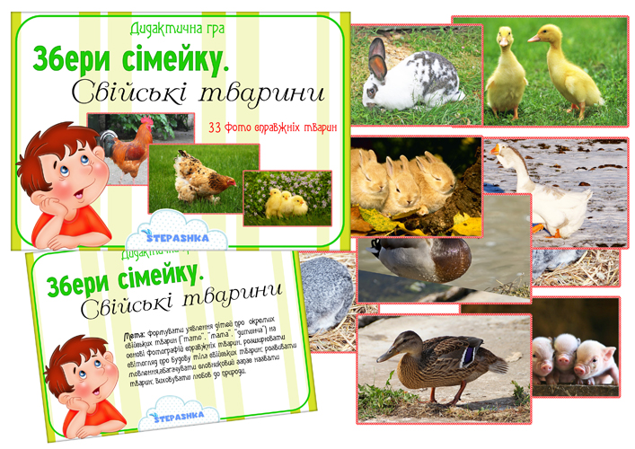 Дидактична гра Збери сімейку (Свійські тварини)