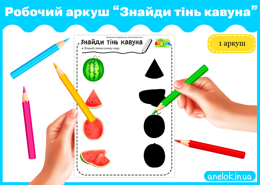 Робочий аркуш Знайди тінь кавуна