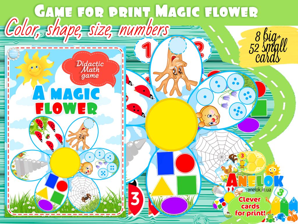 Didactic Math game for print A magic flower