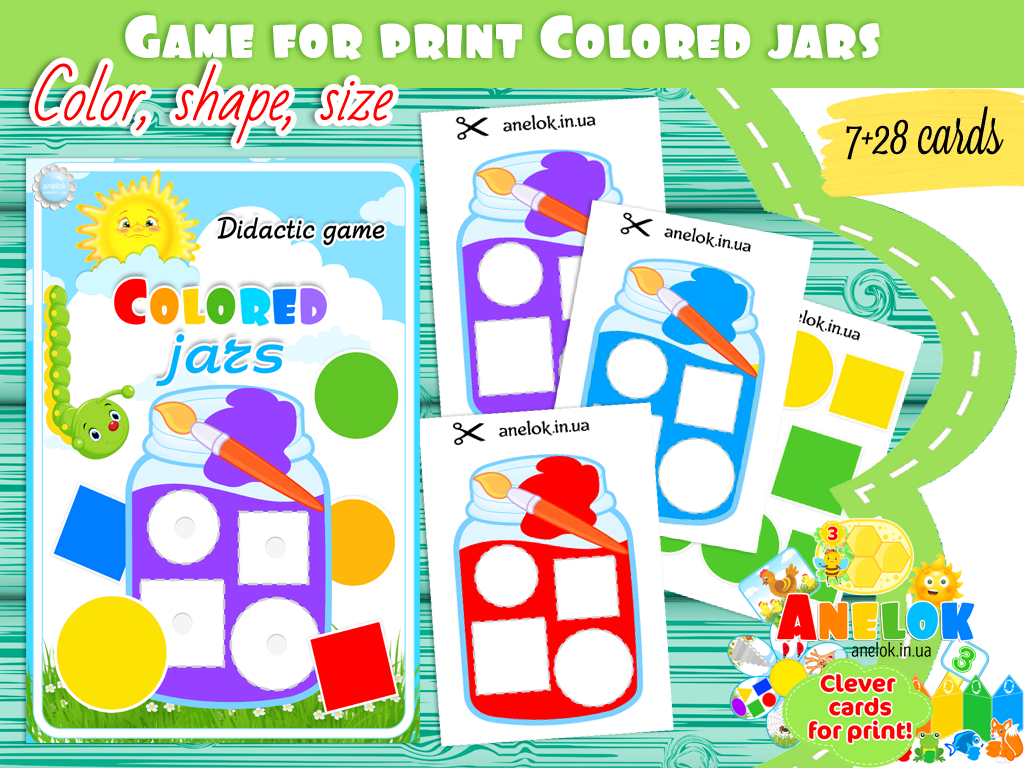 Didactic game Colored jars in English