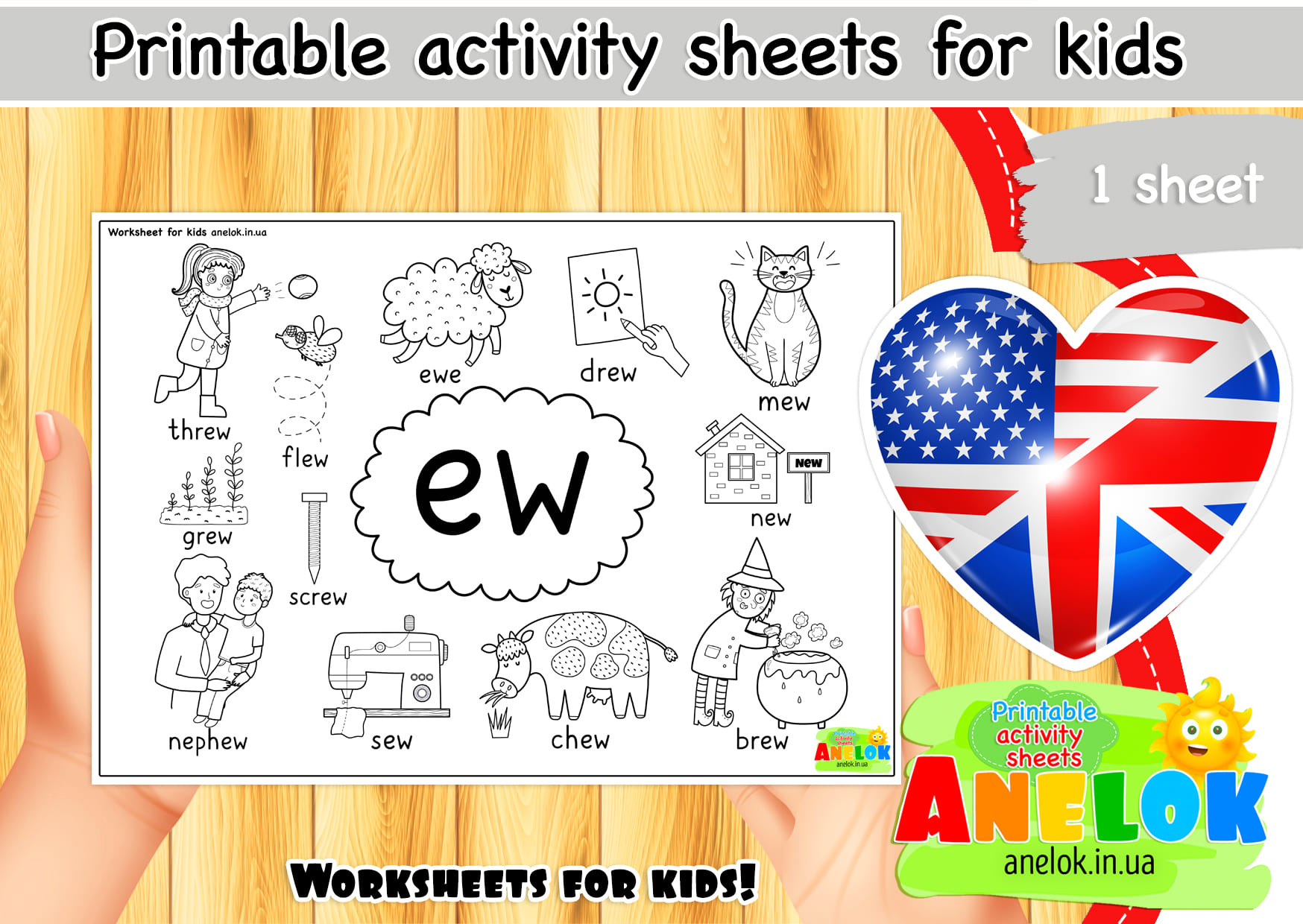 Worksheet Phonics -ew