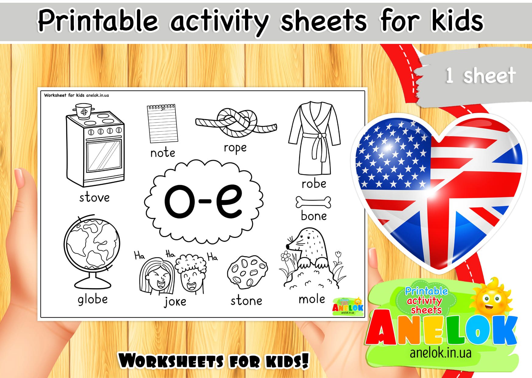 Worksheet Phonics o-e