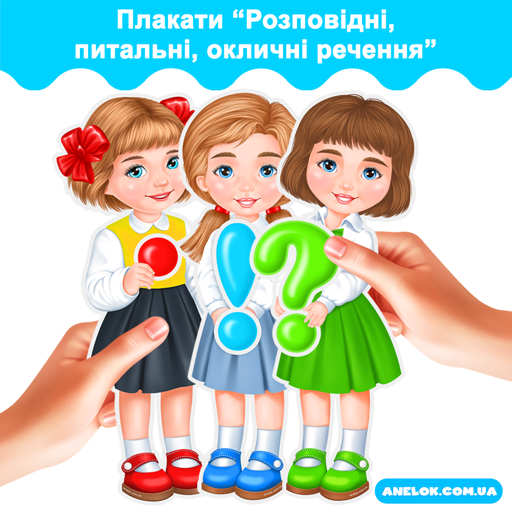 Плакати Розповідні, питальні, окличні речення