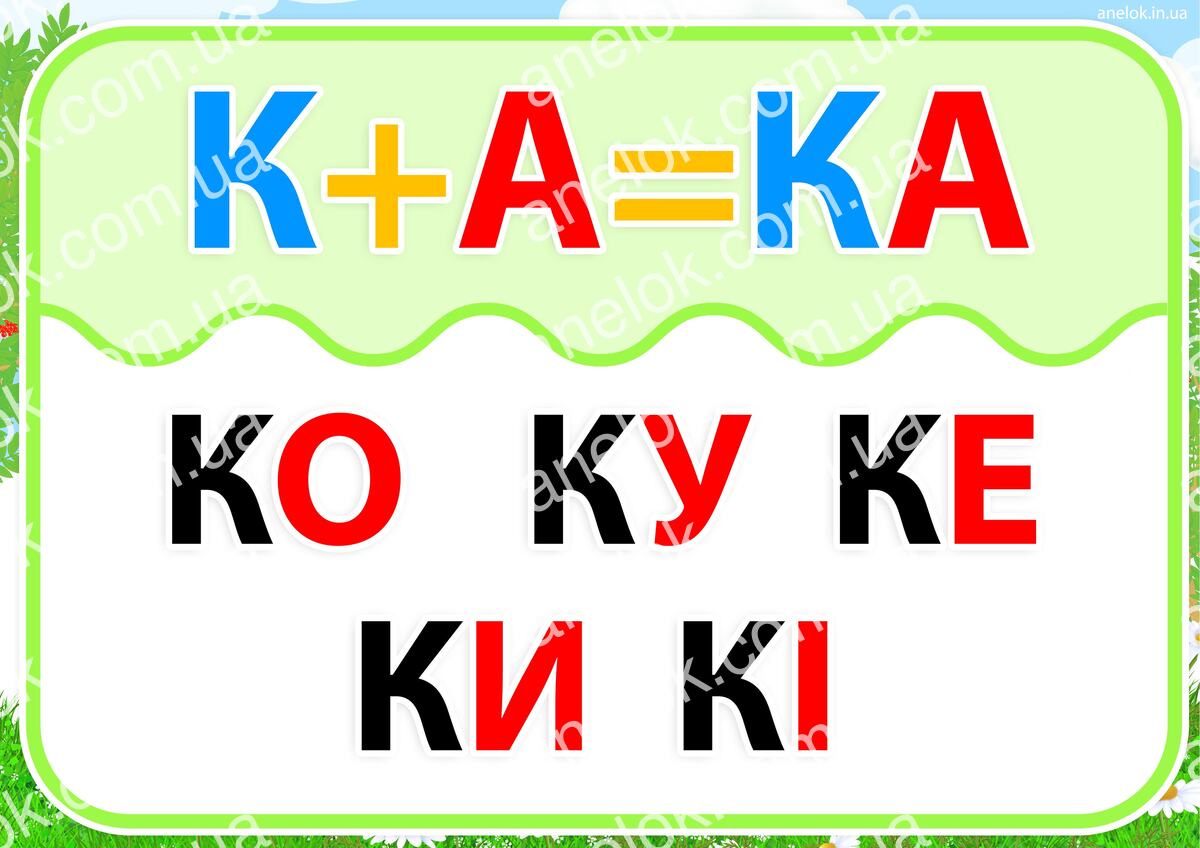 Робочий аркуш Картка-тренажер – Читання відкритих складів з буквою К