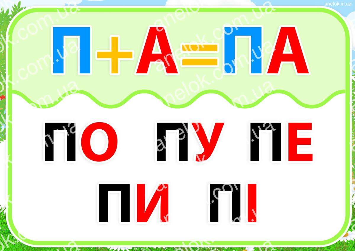 Робочий аркуш Картка-тренажер – Читання відкритих складів з буквою П