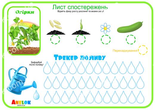 Лист спостережень за огірком – Етапи росту та трекер
