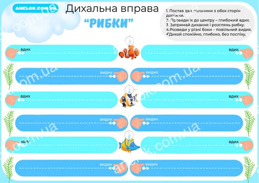 Дихальна вправа Рибки — синхронна вправа на вдих і видих для дітей