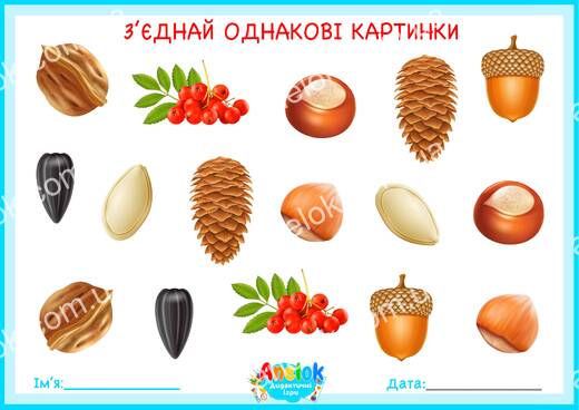 З’єднай однакові картинки — осіння гра на увагу та пошук пар