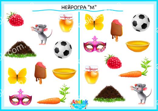 Літера М для дітей – нейрогра зі словами на М